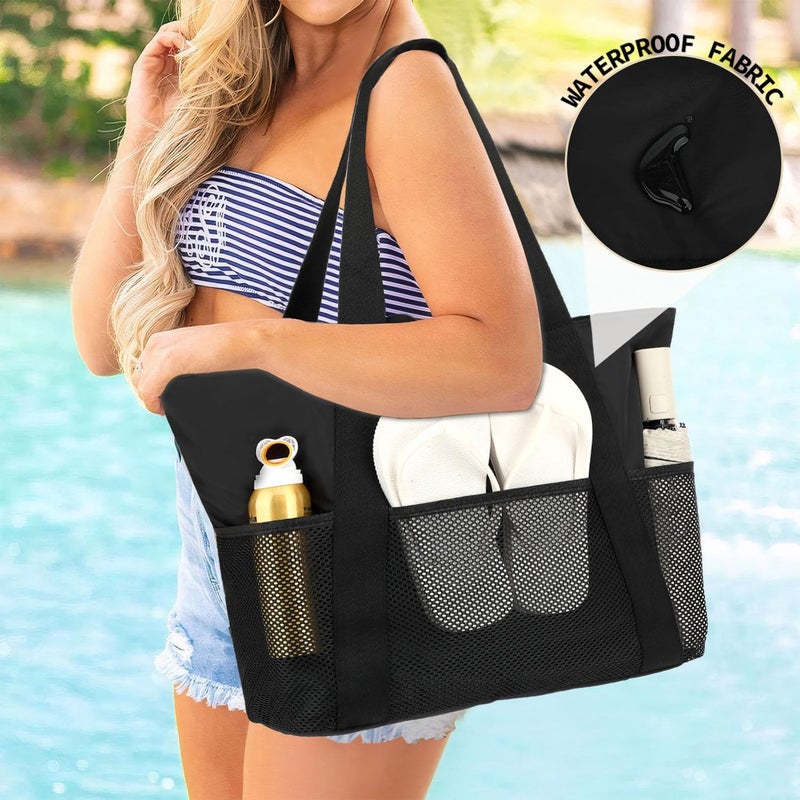 Fammart Mesh Beach Bag for Women, Casual Hobo Bags Large Beach Tote for Pool Travel Cruise Vacation Essentials - Image 2